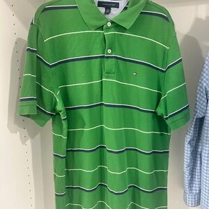 Tommy Hilfiger Men's Polo in Green and Navy Stripes